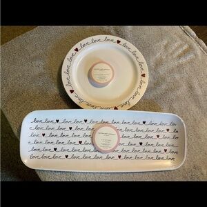 Cupcakes and Cashmere Valentines dinner plates, platter and napkin set